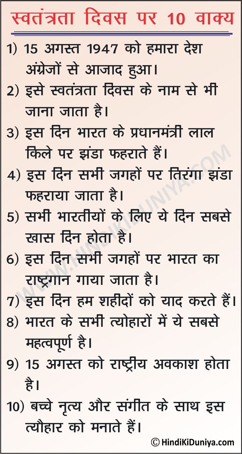 independence day essay 10 lines in hindi