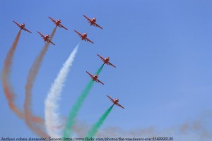 हवा में तिरंगा बनाते हुए भारतीय वायु सेना