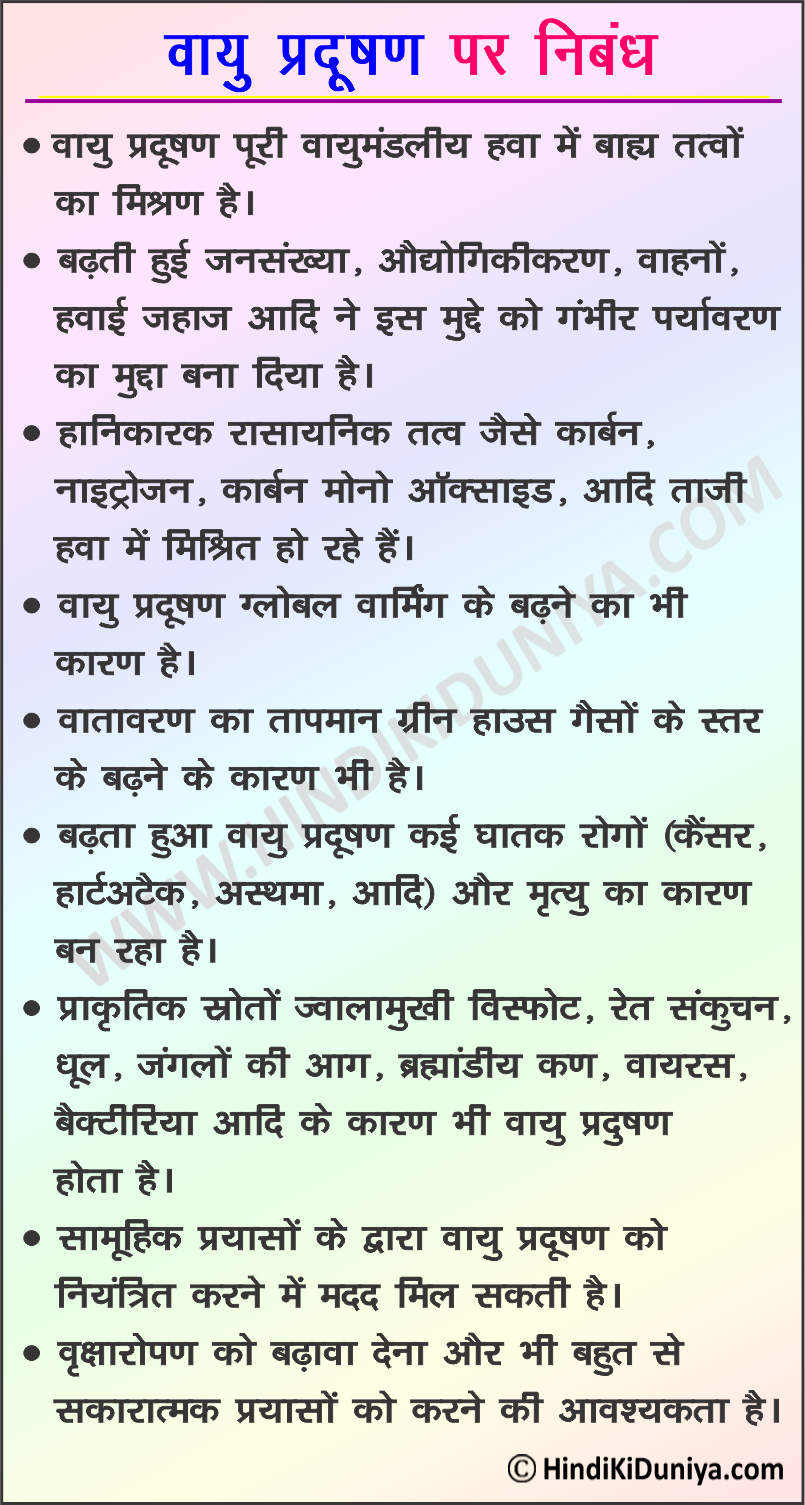 Essay on Air Pollution in Hindi