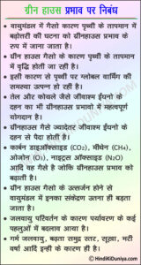 Essay on Greenhouse Effect in Hindi