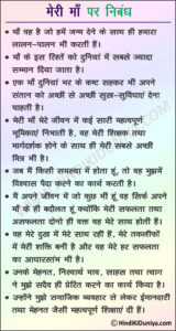 Essay on My Mother in Hindi