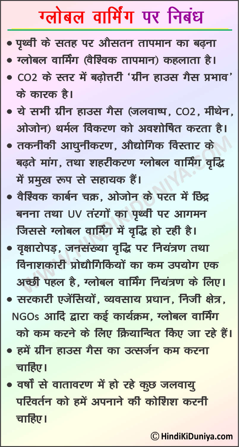 Essay on Global Warming in Hindi