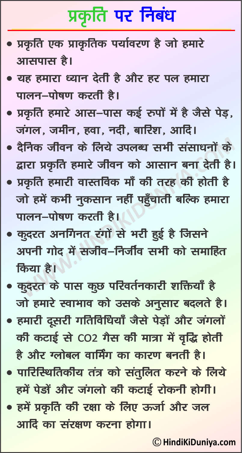 Essay on Nature in Hindi