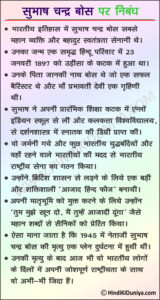 Essay on Subhas Chandra Bose in Hindi